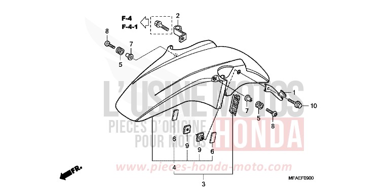 FRONT FENDER for CBF1000 ABS PEARL COOL WHITE (NHA16) from 2010